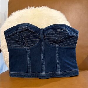 Express Dark Blue Denim Strapless Bustier